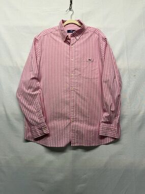 Vineyard Vines Pink & White Striped Button-Down Tucker Shirt Men’s XL Preppy